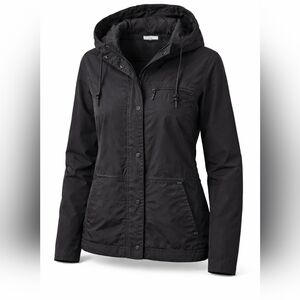 Columbia Women’s Black Weatherproof Lightweight Snap Front Mesh Lined Jacket